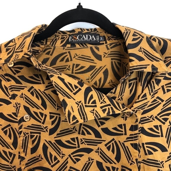 Escada Vintage Button Up Golden Yellow Blouse 34 - Picture 3 of 16